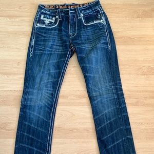 Men’s Rock Revival Geo Jeans.